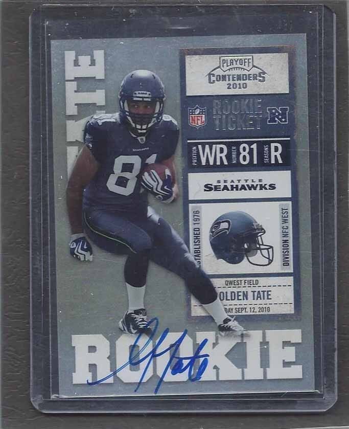 GOLDEN TATE 2010 PLAYOFF CONTENDERS ON CARD ROOKIE TICKET TRUE RC AUTO #216
