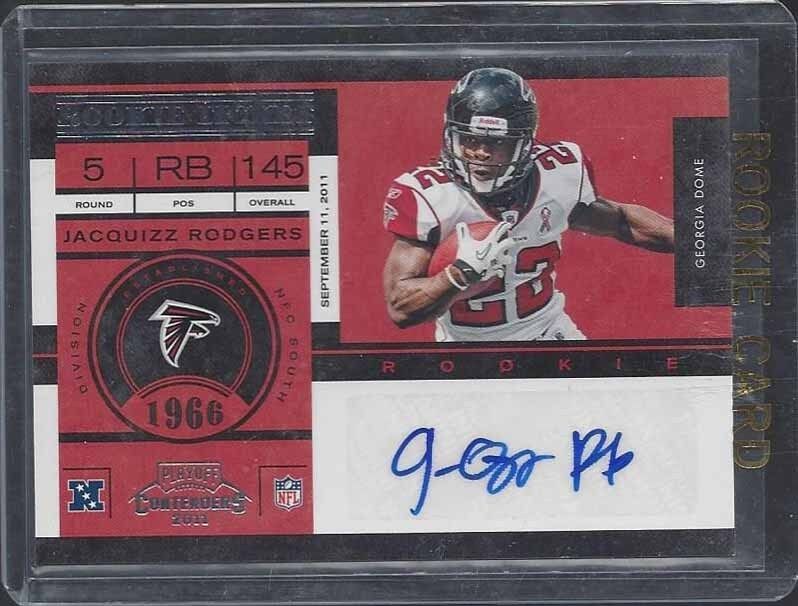 JACQUIZZ RODGERS 2011 PLAYOFF CONTENDERS ROOKIE TICKET TRUE RC AUTO #138