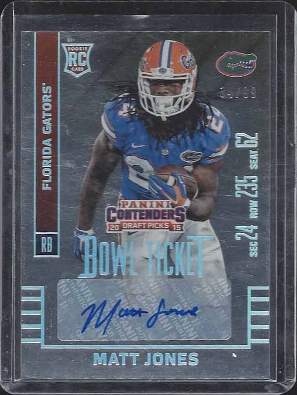 MATT JONES 2015 CONTENDERS DRAFT PICKS BOWL TICKET FOIL ROOKIE AUTO RC #D 34/99