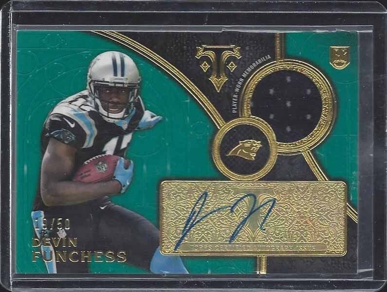 DEVIN FUNCHESS 2015 TOPPS TRIPLE THREADS GREEN ROOKIE JERSEY AUTO RC #D /50