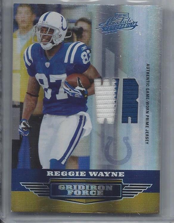 REGGIE WAYNE 2008 ABSOLUTE GRIDIRON FORCE "WR" 2 COLOR COLTS PATCH #D /25