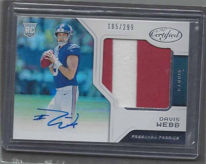 DAVIS WEBB 2017 CERTIFIED FRESHMAN FABRIC JUMBO 2 COLOR PATCH AUTO RC #D 185/299