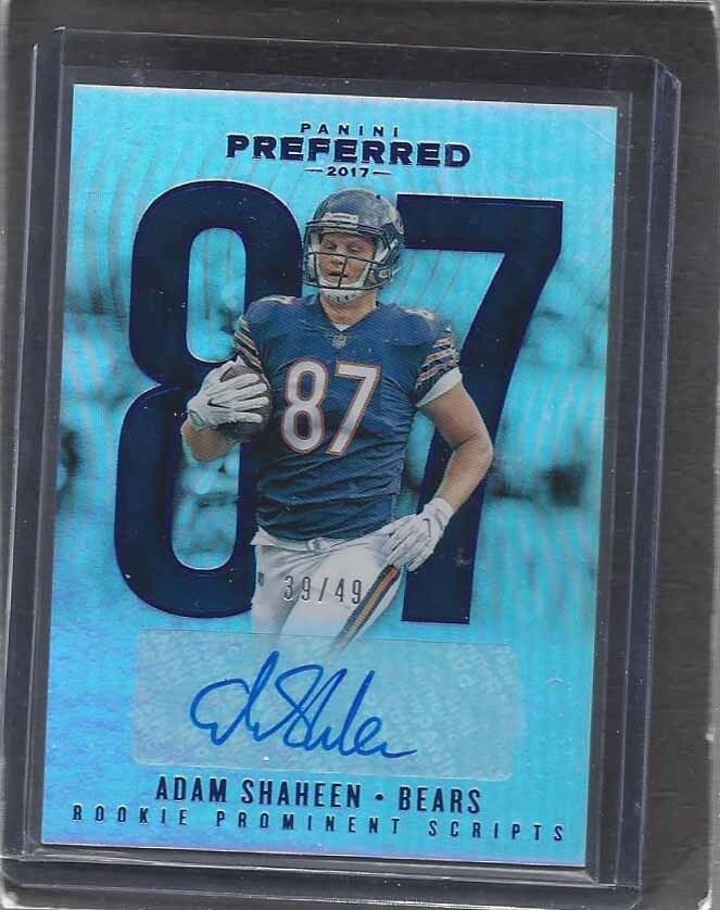 ADAM SHAHEEN 2017 PANINI PREFFERED ROOKIE PROMINENT SCRIPTS BLUE AUTO RC #D /49