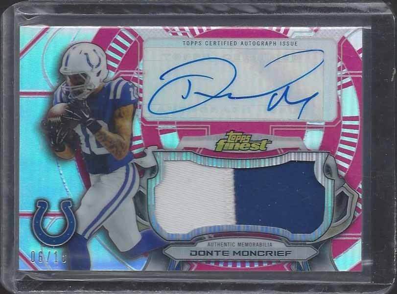 DONTE MONCRIEF 2015 TOPPS FINEST PINK REFRACTOR COLTS JUMBO PATCH AUTO #D 6/10