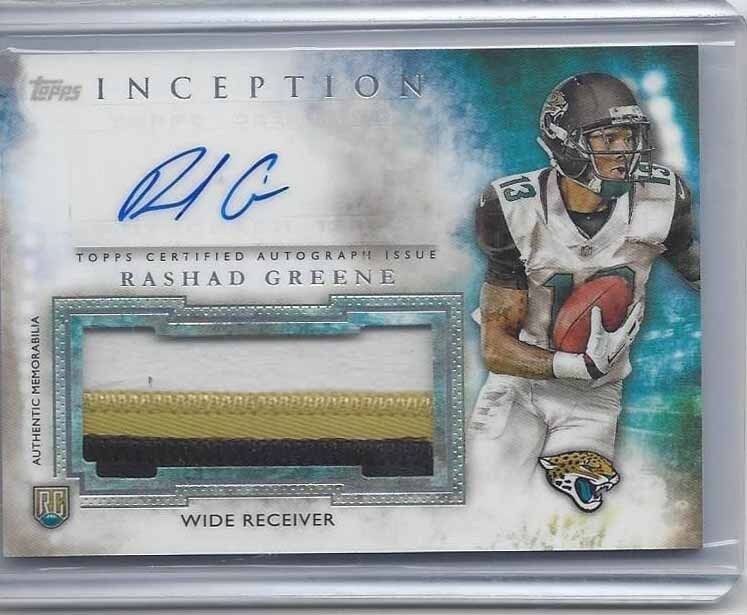 RASHAD GREENE 2015 TOPPS INCEPTION RPA 4 COLOR JUMBO JAGUAR ROOKIE PATCH AUTO RC