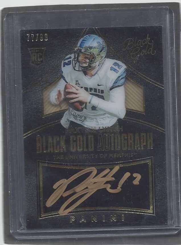 PAXTON LYNCH 2016 PANINI BLACK GOLD BRONCOS ON CARD ROOKIE AUTO RC #D 77/99