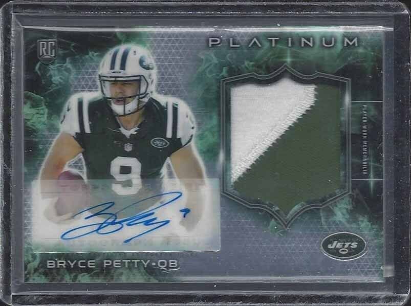 BRYCE PETTY 2015 TOPPS PLATINUM RPA JUMBO 2 COLOR JETS ROOKIE PATCH AUTO RC