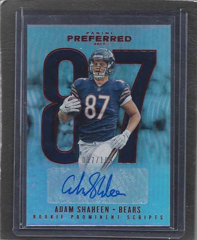 ADAM SHAHEEN 2017 PANINI PREFFERED ROOKIE PROMINENT SCRIPTS RED AUTO RC #D /199