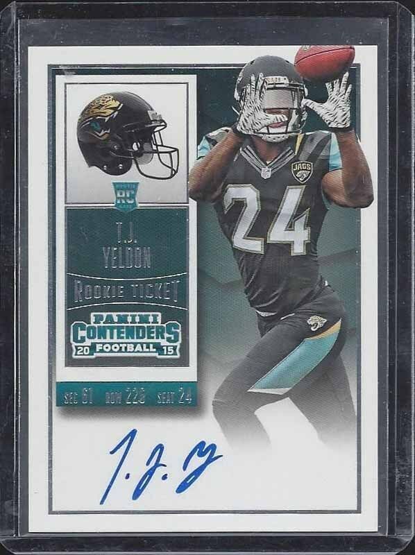 T.J. YELDON 2015 PANINI CONTENDERS ROOKIE TICKET JAGUARS ON CARD TRUE RC AUTO