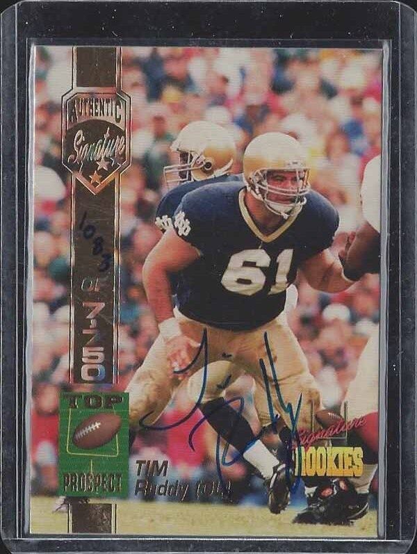 TIM RUDDY 1994 SIGNATURE ROOKIES TOP PROSPECT NOTRE DAME ON CARD AUTO RC /7750