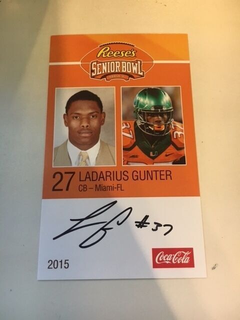 LADARIUS GUNTER 2015 REESE'S SENIOR BOWL 3X5 MIAMI-FL AUTOGRAPHED CARD QTY