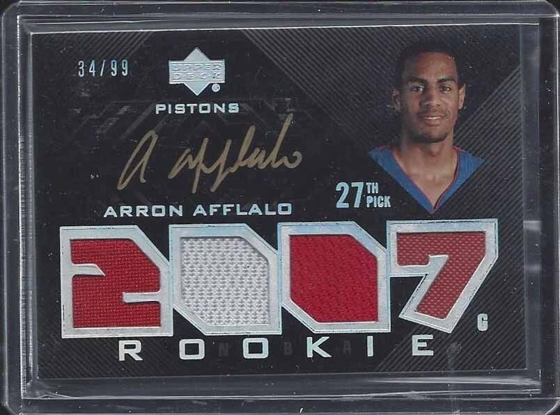ARRON AFFLALO 2007-08 UD UPPER DECK BLACK QUAD ROOKIE JERSEY ON CARD AUTO RC /99