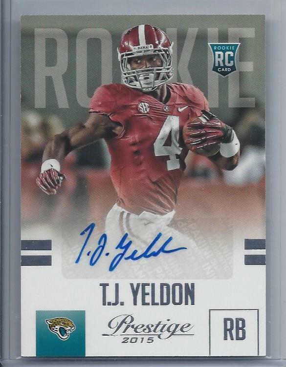 T.J. YELDON 2015 PRESTIGE JAGUARS ALABAMA CRIMSON TIDE ROOKIE AUTO RC #287