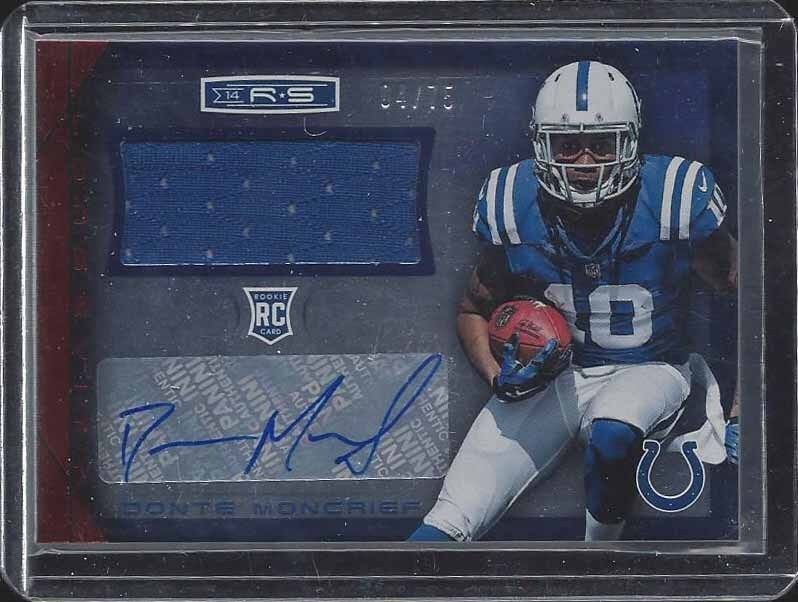 DONTE MONCRIEF 2014 ROOKIES & STARS LONGEVITY RED ROOKIE JERSEY AUTO RC #D 4/75