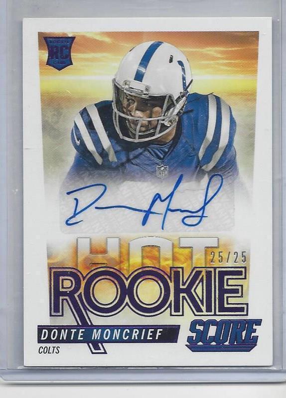 DONTE MONCRIEF 2014 SCORE HOT ROOKIE PURPLE COLTS AUTO RC #D 25/25