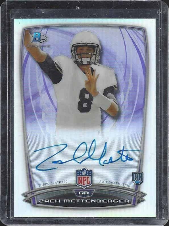 ZACH METTENBERGER 2014 BOWMAN CHROME COLLEGE ROOKIE REFRACTOR ON CARD AUTO RC