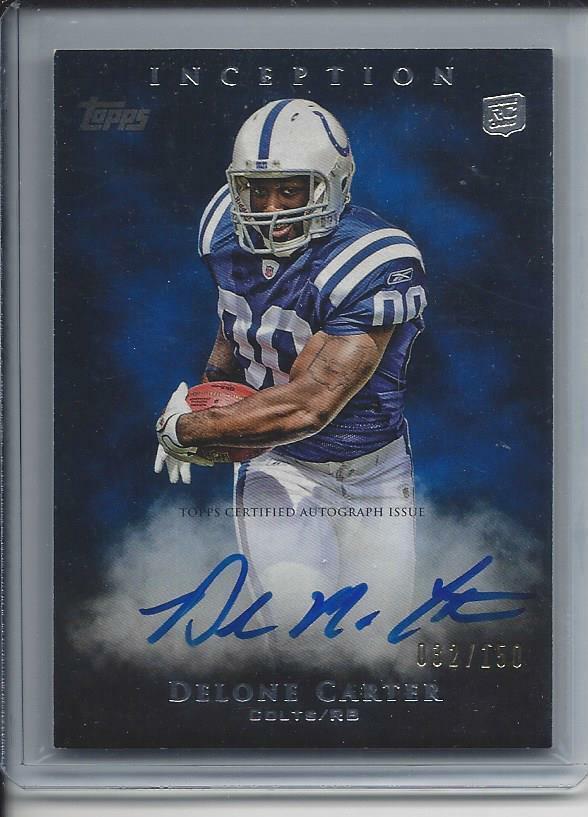 1/1 DELONE CARTER 2011 TOPPS INCEPTION BLUE NO CARD AUTO RC #D 32/150 JSY #32!