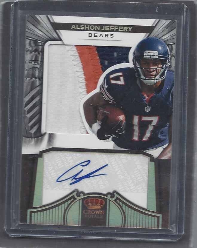 ALSHON JEFFERY 2012 CROWN ROYALE SILHOUETTE BEARS 3 COLOR PATCH AUTO RC #D 62/99
