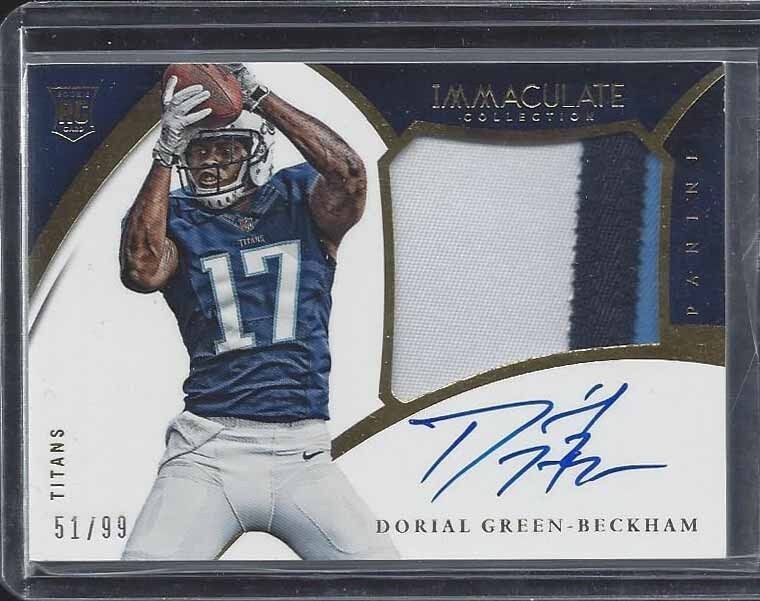 DORIAL GREEN BECKHAM 2015 IMMACULATE RPA JUMBO 3 COLOR PATCH ON CARD AUTO RC /99