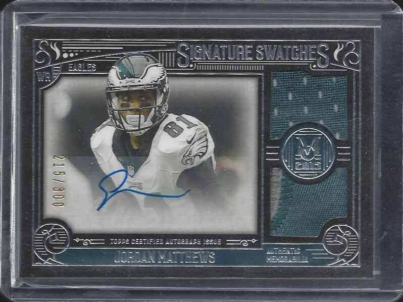 JORDAN MATTHEWS 2015 TOPPS MUSEUM SIGNATURE SWATCHES DUAL PATCH AUTO #D /300