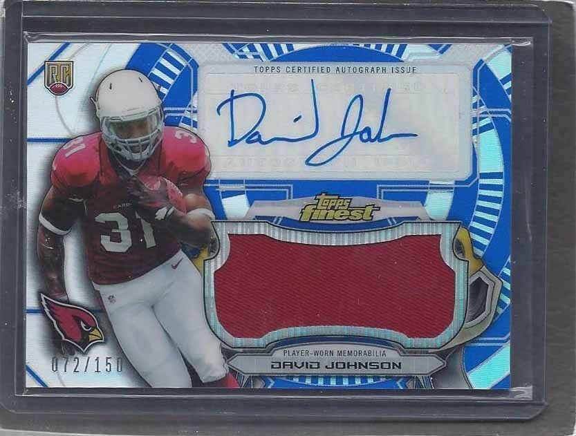 DAVID JOHNSON 2015 TOPPS FINEST BLUE REFRACTOR JUMBO JERSEY AUTO RC #D 72/150