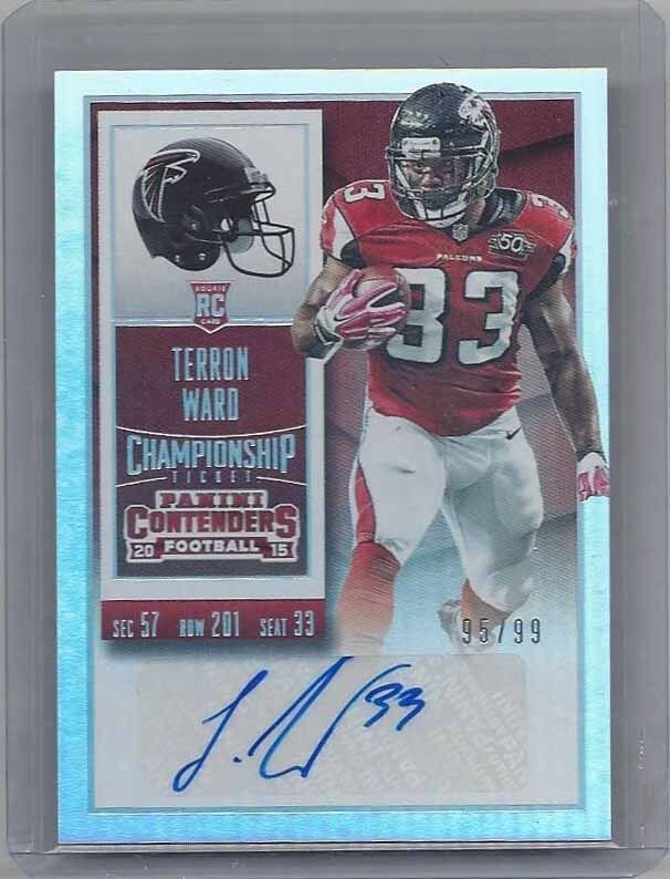 TERRON WARD 2015 CONTENDERS CHAMPIONSHIP TICKET FALCONS ROOKIE AUTO RC #D 95/99
