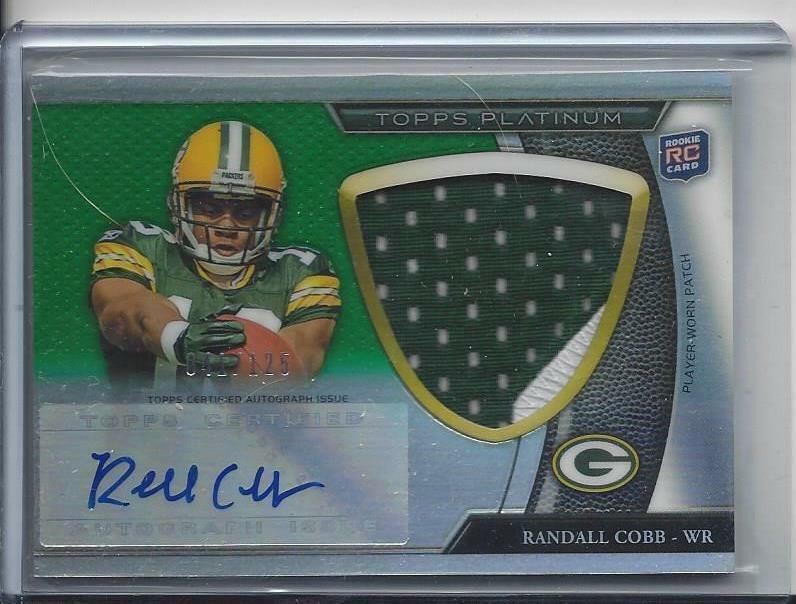 RANDALL COBB 2011 TOPPS PLATINUM GREEN REFRACTOR JUMBO ROOKIE PATCH AUTO RC /125
