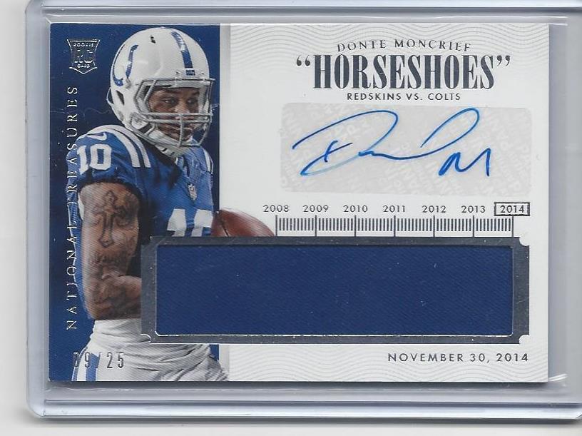 DONTE MONCRIEF 2014 NATIONAL TREASURES TIMELINE ROOKIE JERSEY AUTO RC #D 9/25