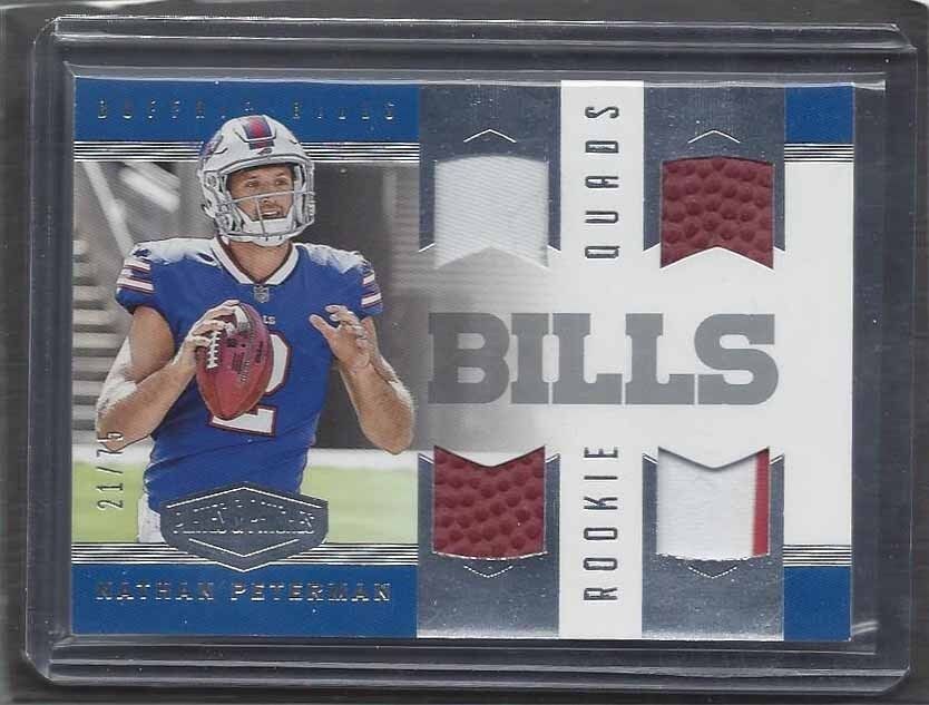 NATHAN PETERMAN 2017 PLATES & PATCHES ROOKIE QUADS QUAD PATCH JERSEY BALL RC /75
