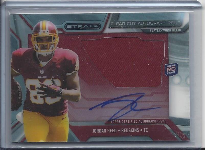 JORDAN REED 2013 TOPPS STRATA CLEAR CUT JUMBO JERSEY ON CARD AUTO RC