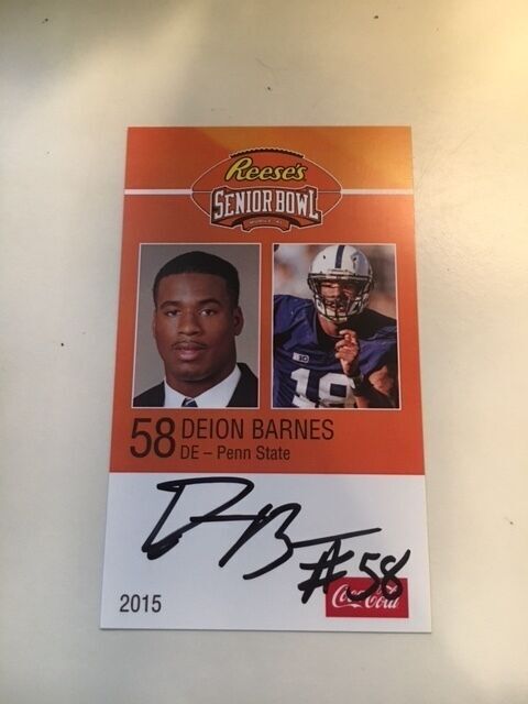 DEION BARNES 2015 REESE'S SENIOR BOWL 3X5 PENN STATE AUTOGRAPHED CARD QTY