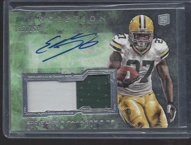 EDDIE LACY 2013 TOPPS INCEPTION RPA JUMBO ROOKIE PATCH AUTO RC #D 115/150
