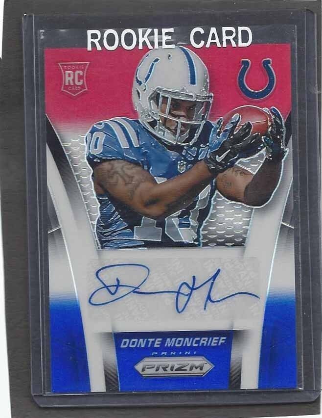 DONTE MONCRIEF 2014 PANINI PRIZM RED WHITE BLUE PRIZMS COLTS AUTO RC #D 12/100