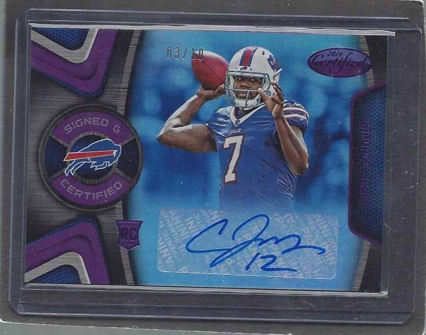 CARDALE JONES 2016 CERTIFIED SIGNED & CERTIFIED PURPLE ROOKIE AUTO RC #D 3/10