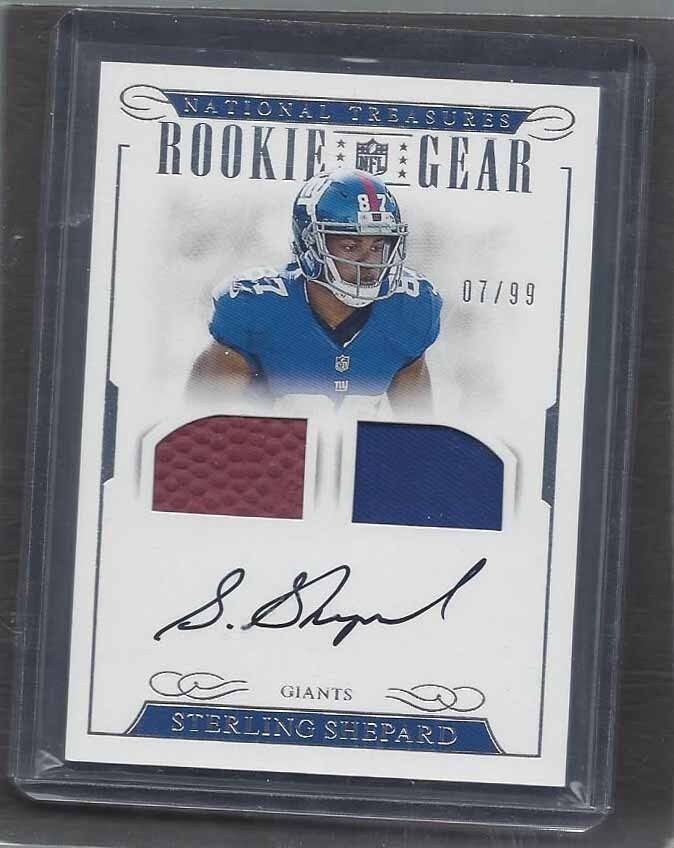 STERLING SHEPARD 2016 NATIONAL TREASURES ROOKIE GEAR JERSEY BALL AUTO RC 99/99