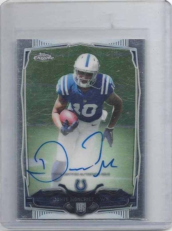 DONTE MONCRIEF 2014 TOPPS CHROME MINI COLTS ON CARD AUTO RC #197