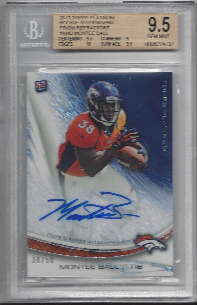 1/1 MONTEE BALL 2013 TOPPS PLATINUM PRISM REFRACTOR AUTO RC JSY #D 38/50 BGS 9.5