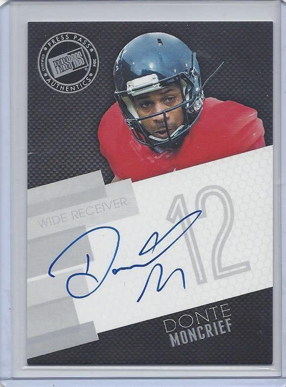 DONTE MONCRIEF 2014 PRESS PASS ON CARD ROOKIE AUTO RC