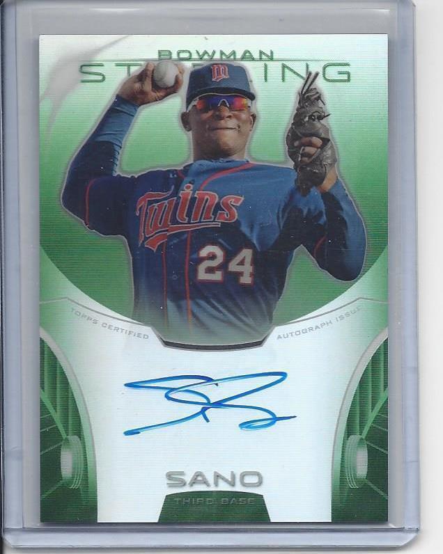 MIGUEL SANO 2013 BOWMAN STERLING GREEN REFRACTOR ON CARD PROSPECT AUTO #D 97/125