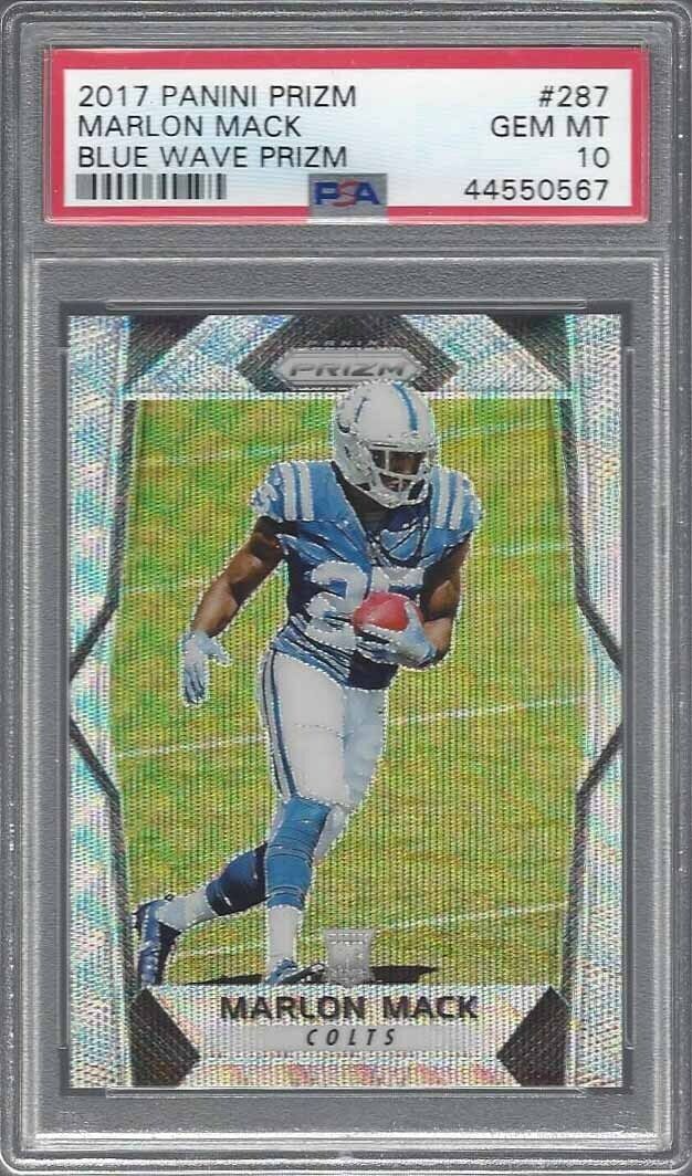MARLON MACK 2017 PANINI PRIZM BLUE WAVE PRIZMS ROOKIE RC #D 84/149 PSA 10 POP 2