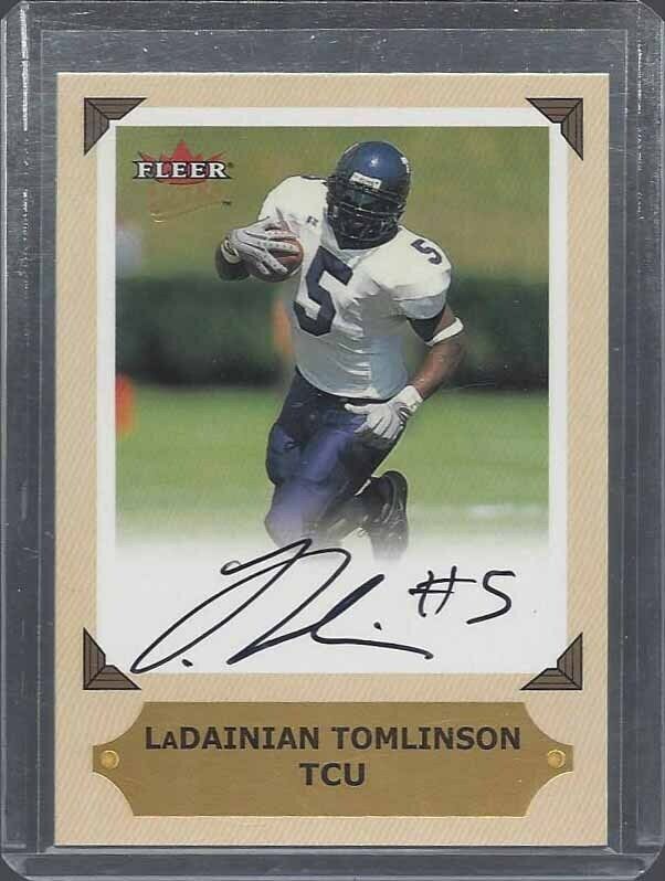 LADAINIAN TOMLINSON 2001 FLEER ULTRA COLLEGE GREATS PREVIEW ON CARD SSP AUTO RC