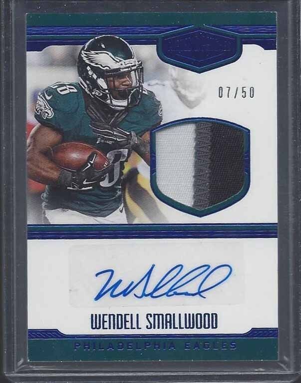 WENDELL SMALLWOOD 2016 PLATES & PATCHES BLUE RPA ROOKIE PATCH AUTO RC #D /50