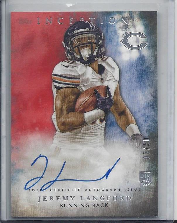 JEREMY LANGFORD 2015 TOPPS INCEPTION RED BEARS ON CARD ROOKIE AUTO RC #D 3/50