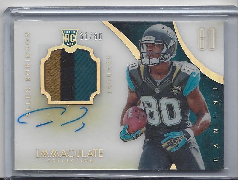 ALLEN ROBINSON 2014 IMMACULATE ACETATE MULTICOLOR PATCH ON CARD AUTO RC #D /80
