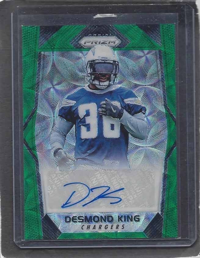 DESMOND KING 2017 PANINI PRIZM GREEN SCOPE PRIZMS CHARGERS AUTO RC #D 43/99