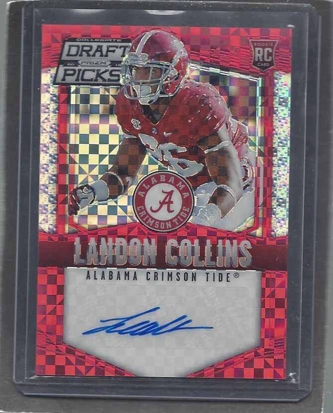 LANDON COLLINS 2015 PANINI PRIZM DRAFT PICKS RED POWER PRIZM AUTO RC SSP #129