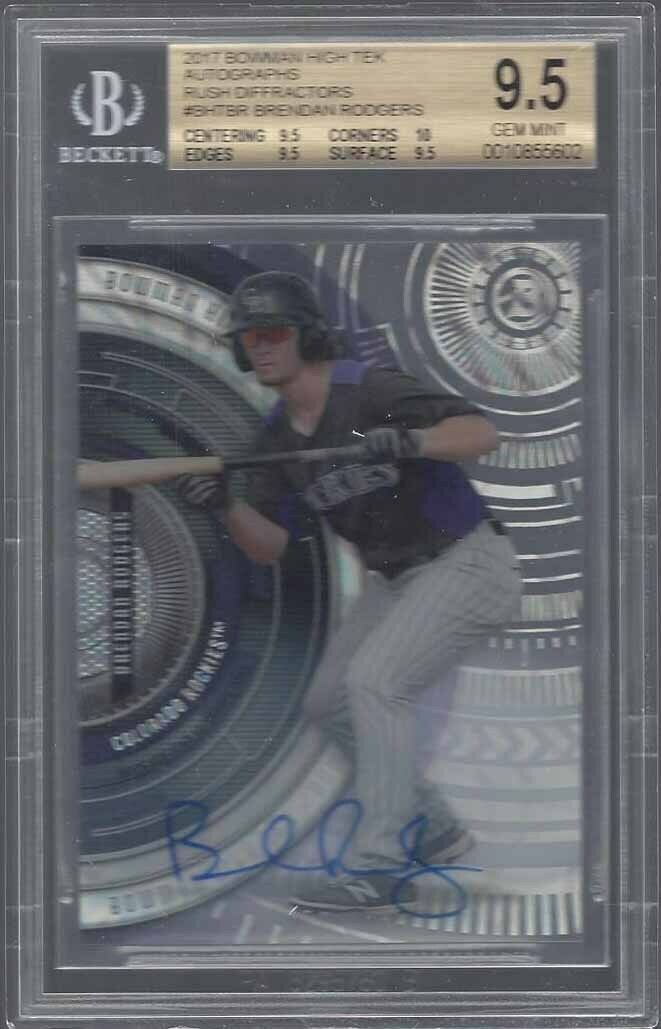 BRENDAN RODGERS 2017 BOWMAN HIGH TEK RUSH DIFFRACTOR PROSPECT AUTO BGS 9.5 10 AU