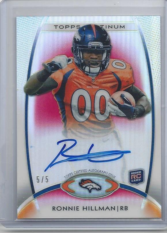 RONNIE HILLMAN 2012 TOPPS PLATINUM RED REFRACTOR ON CARD ROOKIE AUTO RC #D 5/5