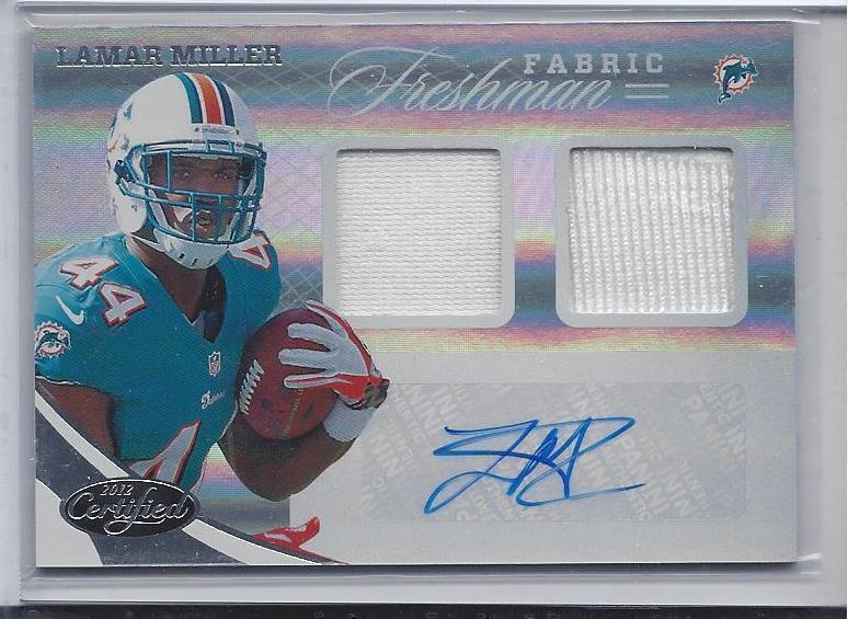 LAMAR MILLER 2012 CERTIFIED FRESHMAN FABRIC DUAL JERSEY AUTO RC #D 399/399