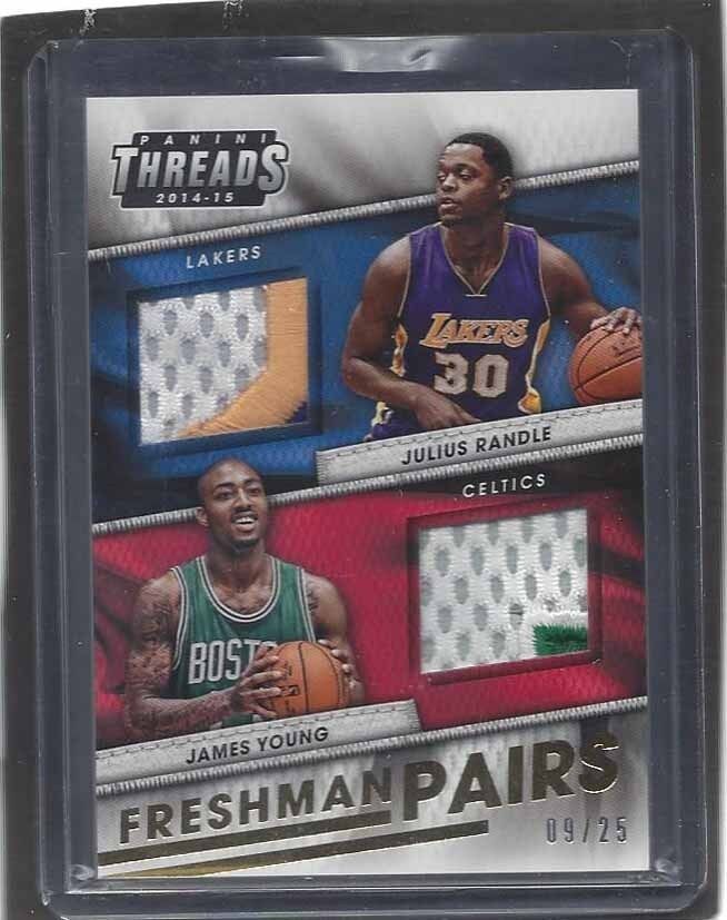 JULIUS RANDLE JAMES YOUNG 2014-15 THREADS FRESHMAN PAIRS GOLD DUAL PATCH RC /25
